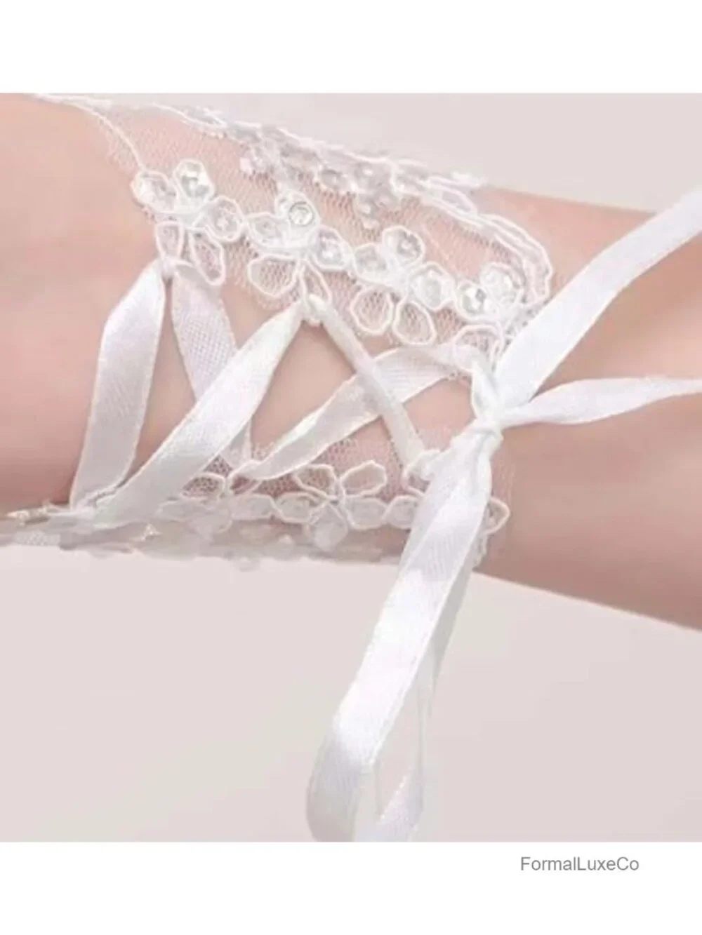 Elegant Rhinestone Lace Fingerless Gloves for Weddings and Parties